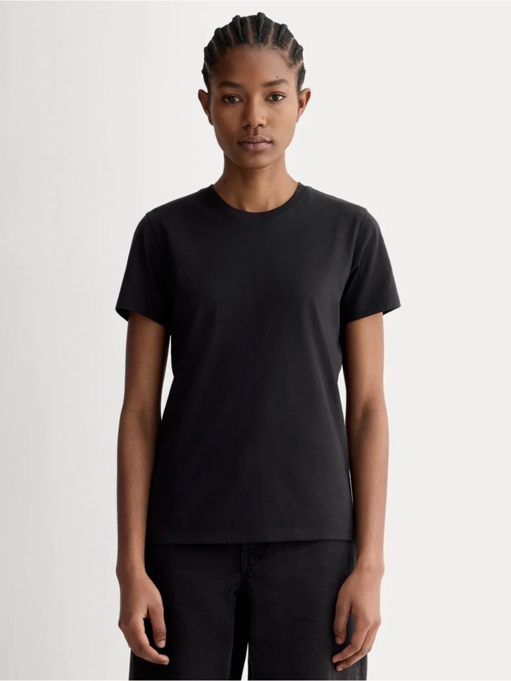 New Everlane THE SLIM CREW IN ESSENTIAL COTTON Black Size S